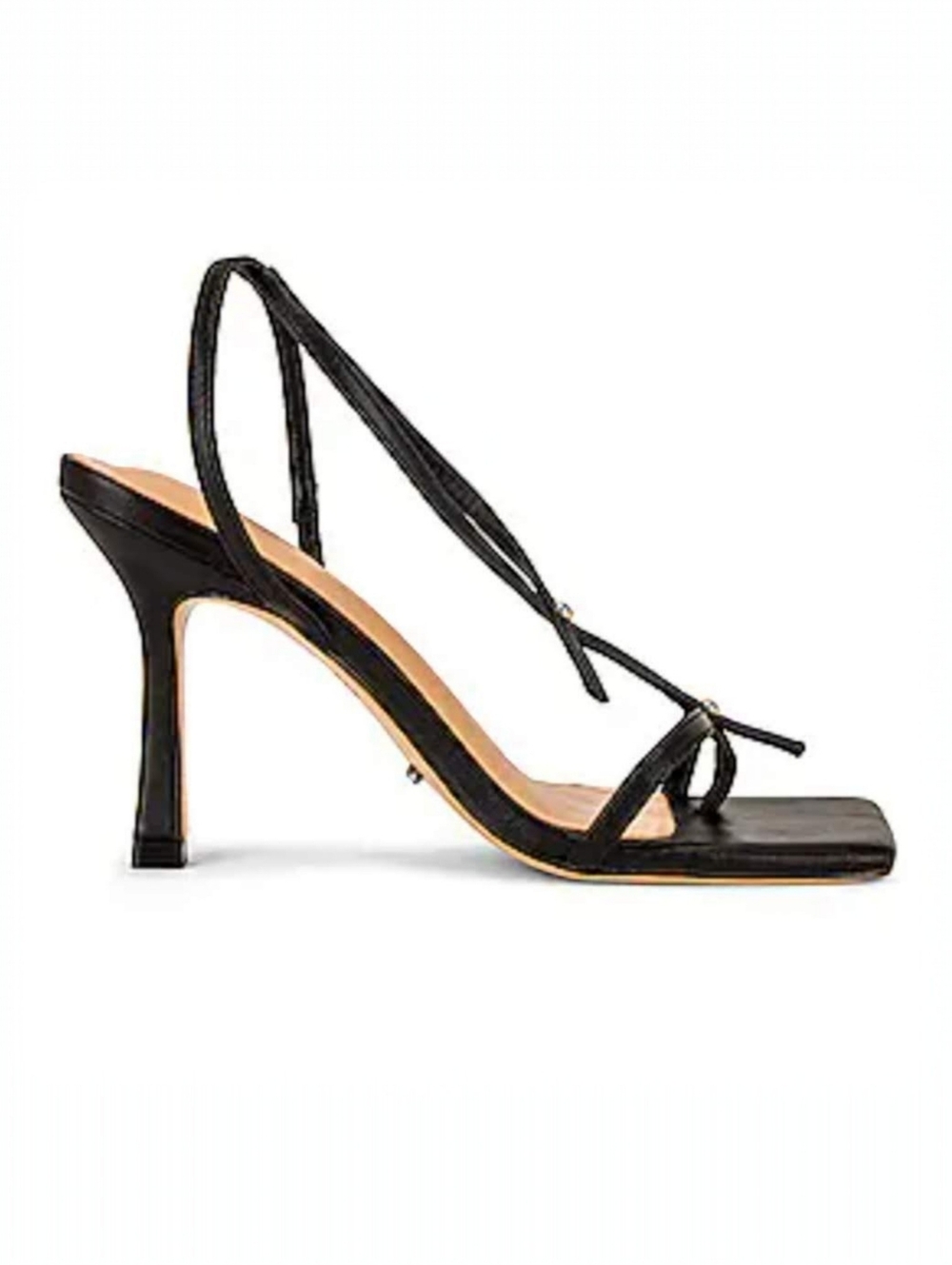 Tony Bianco Lilly Sandal in Black Nappa Square Toe Strappy Heels Size 6.5